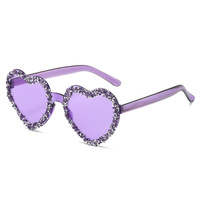 Lunettes de soleil tendance sans monture en forme de cœur UV400 2026 avec strass pour femmes, lunettes de fête fantaisie haut de gamme couleur bonbon