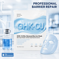 Masque en feuille pour le visage à l'acide hyaluronique, hydratant en profondeur, au céramide, au peptide de cuivre bleu GHK-CU, PDRN, hydrogel, bio-rénovateur de barrière