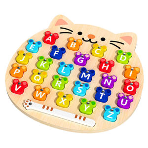 Gioco in Legno per Motricità Fine: Apprendimento Lettere, Alfabeto, Numeri, Cattura il Topo, <span class=keywords><strong>Puzzle</strong></span> ABC - Product Image 3