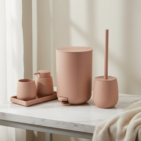 Décoration d'intérieur, ensemble de salle de bain en plastique de luxe 6 pièces avec rideau de douche, accessoires de salle de bain, accessoires pour la maison