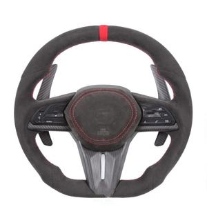 พวงมาลัยคาร์บอนไฟเบอร์แบบฟอร์จทรงสปอร์ตแบบแบน พร้อมไฟ LED และหุ้มด้วยอัลคันทาร่า สำหรับรถยนต์นิสสัน จีทีอาร์ อาร์35 ปี 2014 2015 2016 2017 2018 - Product Image 2