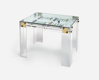 Table de jeu de luxe carrée en acrylique de style italien avec cartes RFID pour divertissement familial, Tic-Tac-Toe, Backgammon, personnalisable