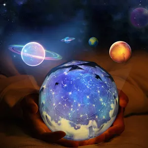 Romantik yıldızlı gökyüzü yıldız projektör lambası Planet Earth evren LED renkli döndür yanıp sönen sihirli elmas projektör gece lambası