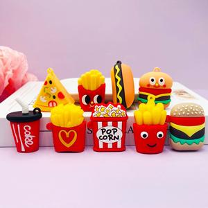 Benutzer definierte Luxus Pommes Frites Pizza Dekoration Mini Hamburger Donut Chips Fußball Soft PVC Schlüssel bund Anhänger - Product Image 1