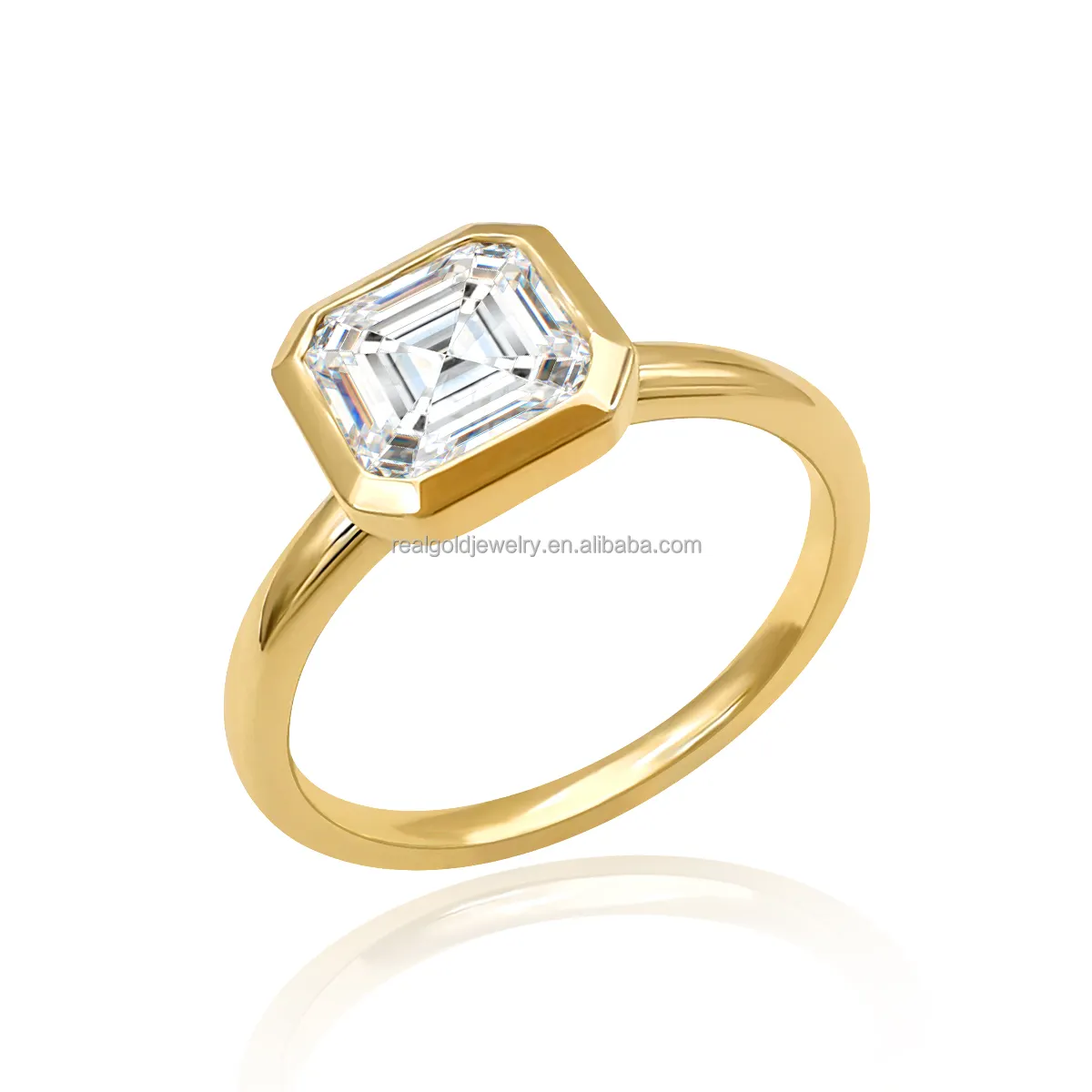 Populaire Moissanite 14K Echt Geel Goud Ring Fijne Sieraden Gouden Ringen Groothandel Goede Kwaliteit Met Verschillende Maten Klassieke Desig