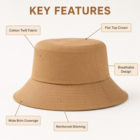Chapeau Bob en Toile de Coton Personnalisé Motif Argyle pour l'Été, la Pêche, les Activités de Plein Air, les Voyages, Unisexe, Décontracté, OEM