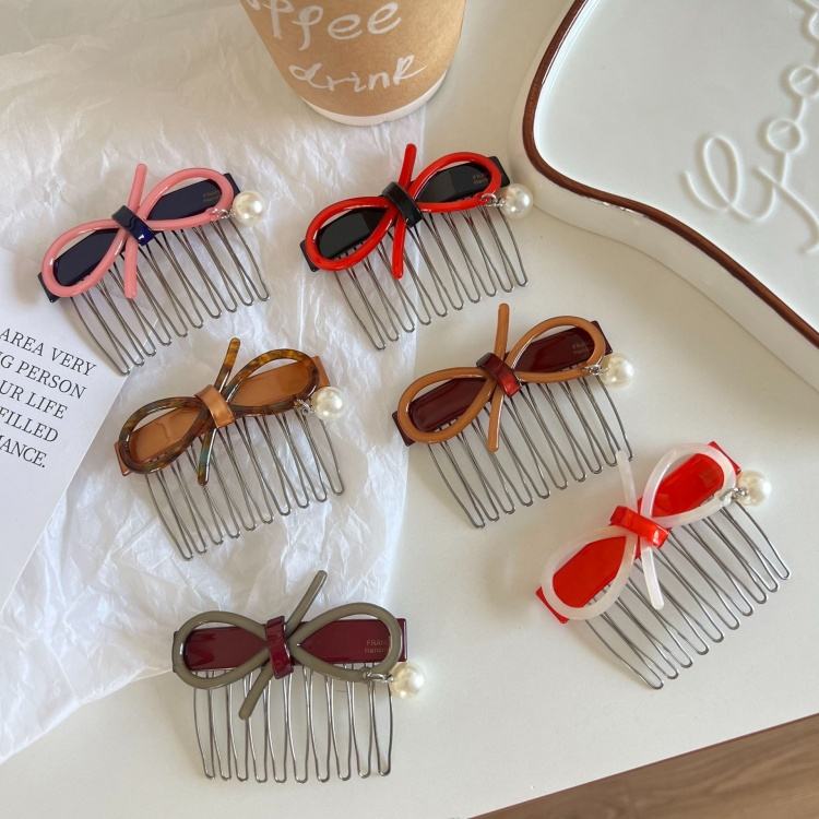 Wow Sheila Acetate Bow Insert Comb Reverse Style Small Front Bangs Comb No Dent French Side Hair Accessories