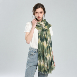Luxury Abstract Print Long Scarf 180*90cm Satin Feel Gold Foil Detail Women's Shawl Wrap Fashion Autumn Winter Scarf - Product Image 3