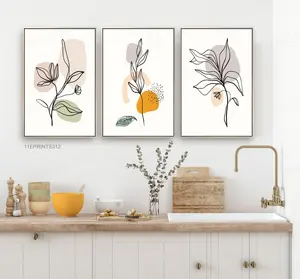 Fleur moderne photos décoration de la maison artisanat toile peinture impression sur toile ligne noire fleurs plantes peinture murale cadeau