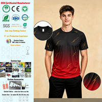 Kaos Olahraga Pria Custom Sublimasi, Cepat Kering, Bernapas, Anti Pilling, Bahan Jersey Polyester, Lengan Pendek, Grosir OEM