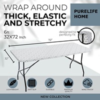 Nappe européenne pour Table pliante, arrière en flanelle de vinyle, avec bord élastique, pour noël, fête, étanche