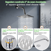 SOLVEX promosi-6 \ "persegi baja nirkarat tersembunyi dinding terpasang di dinding Shower Set tersembunyi sistem Jet Shower grosir