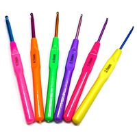 Kit de crochets ergonomiques en plastique de 6 tailles, aiguilles à tricoter pour le bricolage, le tissage de fils et la confection de pulls, fourniture en gros