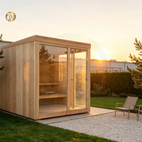 Kabin Sauna Triunity Taman Luar Ruangan Kustom dari Kayu Cedar Merah Solid 6KW Sauna Uap Basah Kering Elektrik untuk 2 hingga 6 Orang Spa Halaman Belakang