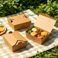 Boîte à lunch jetable personnalisable de style livre moderne de luxe en papier kraft avec poignée, couleur personnalisée, logo en relief, surface mate, pour aliments