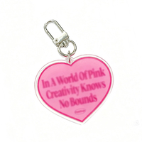 Porte-clés en acrylique rose personnalisé en forme de cœur - Porte-clés photo numérique à motif de dessin animé, léger, résistant, logo personnalisé pour filles