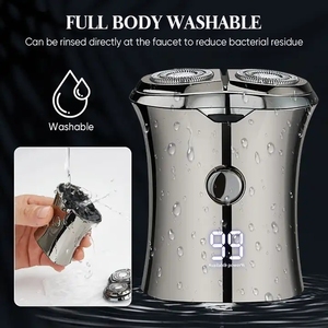 เครื่องโกนหนวดโลหะแบบใบมีดคู่หมุนได้สำหรับผู้ชาย ขนาดพกพา จอ LCD แสดงผล เครื่องตัดขนแบบพกพาไร้สาย เครื่องโกนหนวดสำหรับเดินทาง IPX6 - Product Image 4