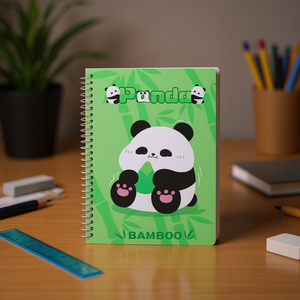 Panda Notebook A4 100 Pages Spiral Bound Lined Paper Cover Bamboo Design - Product Image 2