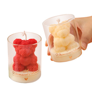 Heart Bear Shaped Scented <b>Candle</b> Glass Cup Rose Teddy Bear Soy Wax <b>Candle</b> For Valentine Gift Home Table Decor - Product Image 5
