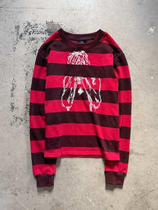 Chemises à manches longues en coton French Terry rayé personnalisées, design streetwear pour hommes, col rond, impression sérigraphique - Product Image 1