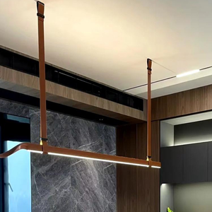 Nhà Máy Tùy Chỉnh Da + Nhôm Chất Liệu 3000K 60W Ăn Mặt Dây Chuyền Hiện Đại Đèn Chùm Ánh Sáng Tuyến Tính - Product Image 1