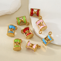 Breloques en acier inoxydable plaqué or 18 carats émaillées, en forme de sablier, de haute qualité, mignonnes, délicates et tendance, accessoires de bijoux
