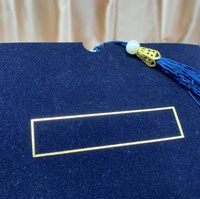 Carte d'invitation de mariage artisanale de luxe, bleu marine, en velours floqué, thème amour, avec dorure à chaud et motif floral, directement de l'usine