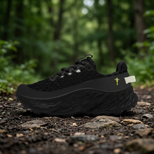 Chaussures de course Khami 2 Runner unisexes, dessus en mesh pour l'été, semelle intermédiaire et extérieure en caoutchouc - Noir/Noir - Product Image 3