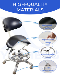 Chaise de dentiste ergonomique avec revêtement en cuir PU, tabouret de dentiste pivotant réglable en hauteur pour clinique et hôpital - Product Image 6