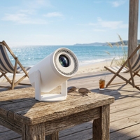 Mini projecteur extérieur JUNUO TURN1, 200 lumens, Android 14, 720P, haut-parleurs intégrés, portable, pour voyages, camping, usage professionnel et éducatif