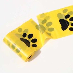 Sacs à déjections canines grands jaunes à empreintes de pattes, épais, biodégradables, désodorisants, portables pour l'élimination des déchets d'animaux - Product Image 2
