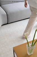 Tapis modernes de luxe légers en chêne blanc de haute qualité, en laine et cachemire, avec envers en polypropylène épais, lavables, couleur unie, tissés