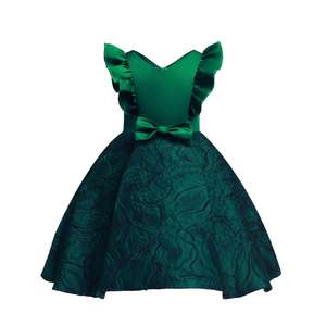 Robes pour filles de style européen 2022, 8 ans, manches spéciales, robe de princesse pour le Nouvel An, robe fantaisie en jacquard, couleur unie, robe pour enfants - Product Image 4