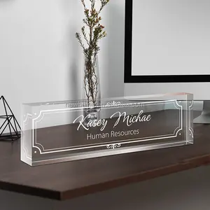 Engraved Acrylic Desk Nameplate Personalized Desk Name Plate Solid Acrylic Block