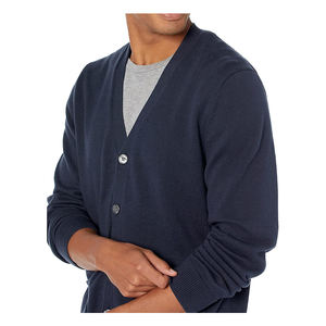 Gran oferta, cárdigan para hombre, suéter 100% bolsillos de algodón, suéteres de punto informales ajustados con cuello en V - Product Image 3