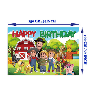 ชุดตกแต่งงานวันเกิดกระดาษรักษ์โลกจากฟาร์ม <span class=keywords><strong>Zeze</strong></span> สไตล์เด็กๆ ปรับแต่งสีและขนาดได้ พร้อมธงแขวน ลูกโป่ง และฉากหลัง - Product Image 4