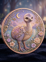 Pièce de monnaie 5 oz en cuivre pur 999, animaux enchantés, haute relief, peinte à la main, édition anti-UV, pour collectionneurs, animaux mignons