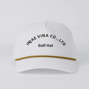 Gorra de camionero de Golf estructurada de 5 paneles con logotipo de letra de impresión personalizada con agujero cortado con láser impermeable de alta calidad Unisex para deportes al aire libre - Product Image 1