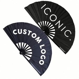 Customized Rainbow Large Bamboo Folding Rave Hand Fan - Product Image 2