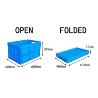 Caisse de rangement en plastique pliable et empilable HUADING 600*400*345mm en PP vierge, couleur personnalisée, pour présentation de marques en vente au détail