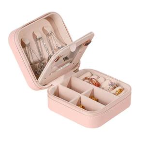 Hot Sale Portable Zipper Jewelry Storage Box Leather Material Storage Box Suitable for <b>Earrings</b> Necklaces Pendants Rings - <b>Cheap</b> - Product Image 4