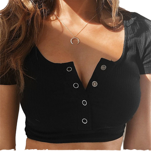 Top Corto de Verano para Mujer, Fresco, Cómodo, Transpirable y Moderno, Ajustado, Informal, de Manga Corta, Estilo Chaleco - Product Image 1