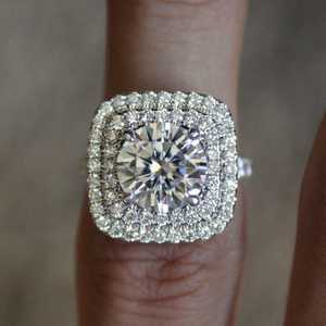 CAOSHI, joyería de lujo, anillos de circón chapados en plata, anillos de promesa de boda con diamantes de moissanita imitados Micro pavimentados para mujer - Product Image 4