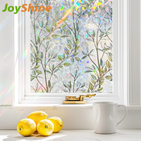 JoyShine Moderne PVC Statische Fensterfolie 3D Buntglas Sichtschutzfolie für Badezimmer und Bürodekoration