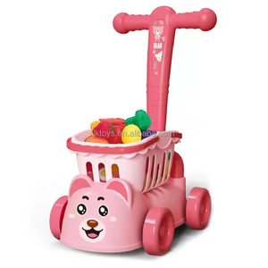 행운의 장난감 시뮬레이션 과일 절단 어린이 슈퍼마켓 트롤리 아기 쇼핑 놀이 집 저장 과일 아이 장바구니 장난감 - Product Image 6