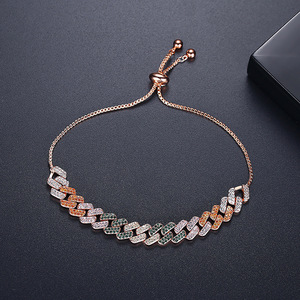 Bestseller Women's Tennis <b>Bracelet</b> Rainbow Stone <b>Crystal</b> with Gold-Plated Colorful Zirconia Adjustable Chain Fashion Jewelry - Product Image 5