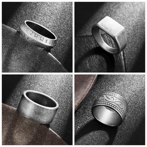 Anillo de Acero Inoxidable al por Mayor, Estilo Retro, con Runas Nórdicas Vikingas de Odín, para Hombre, Joyería Boho Retro - Product Image 4