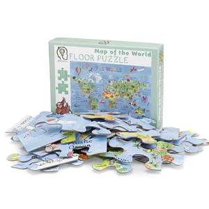 Großhandel benutzer definierte dicke Papier Kinder pädagogische 48 Stück Karte der Welt Boden Puzzle für Kinder