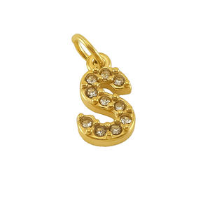 Ciondolo con Lettera Iniziale in Acciaio Inossidabile con Strass, Placcato <span class=keywords><strong>Oro</strong></span> 18K, Charm Trendy Fai-da-Te, Regalo - Product Image 6