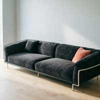 Canapé d'angle moderne de luxe en tissu chenille, style Bauhaus, avec chaise longue, pieds en acier inoxydable, meubles de salon pour villa